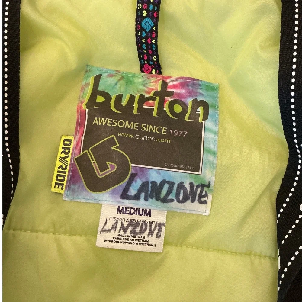 Burton Girls Mistique Snowboard Jacket Striped DryRide Insulated Size M 10/12